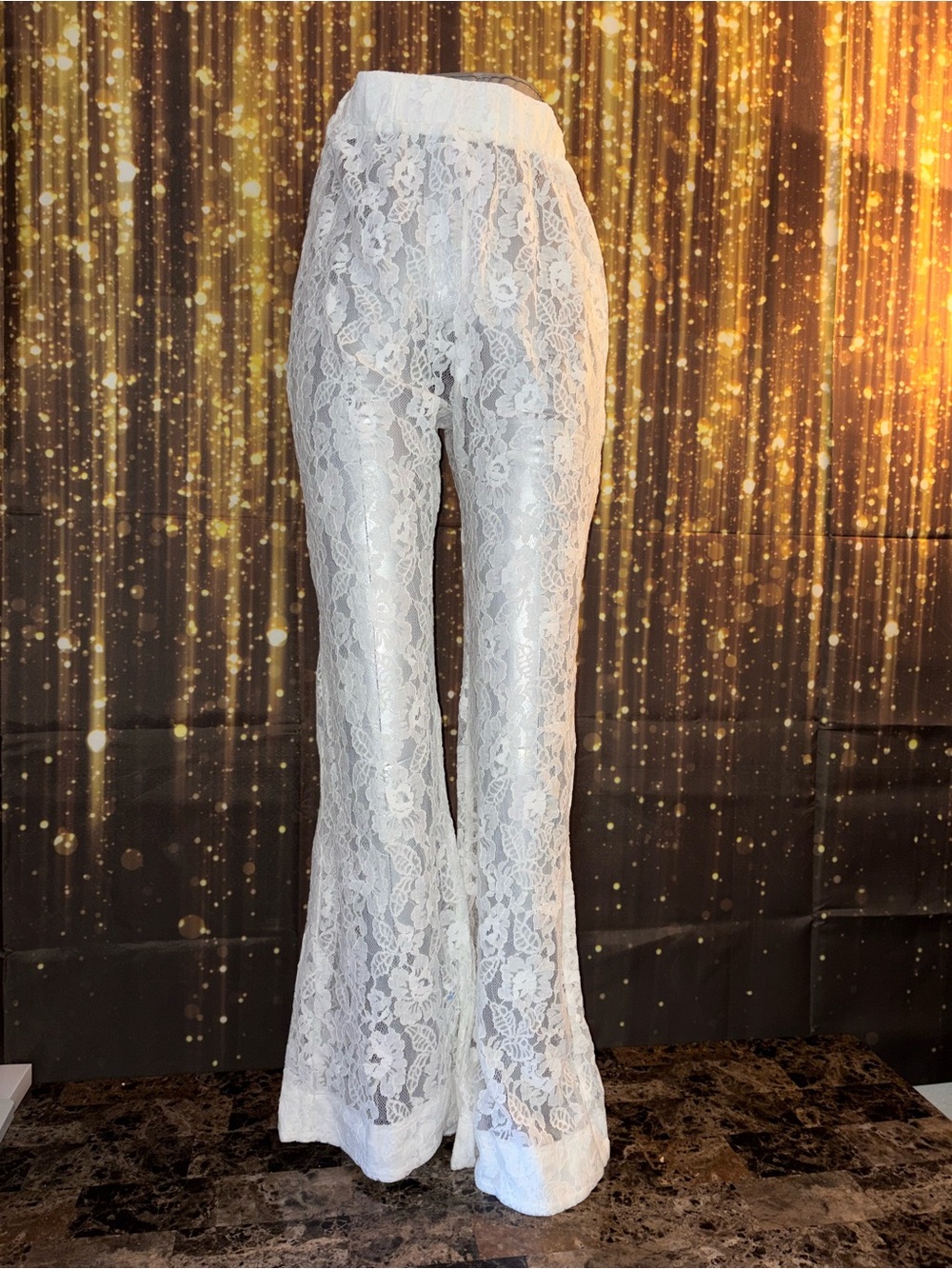 White Lace Flared Pants - Women